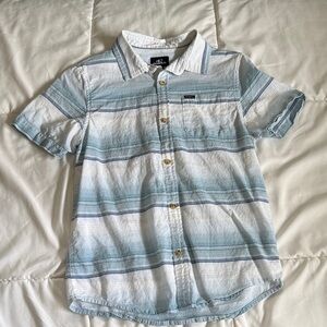 O'Neill White and Light Blue Striped Short-Sleeve Button-Down